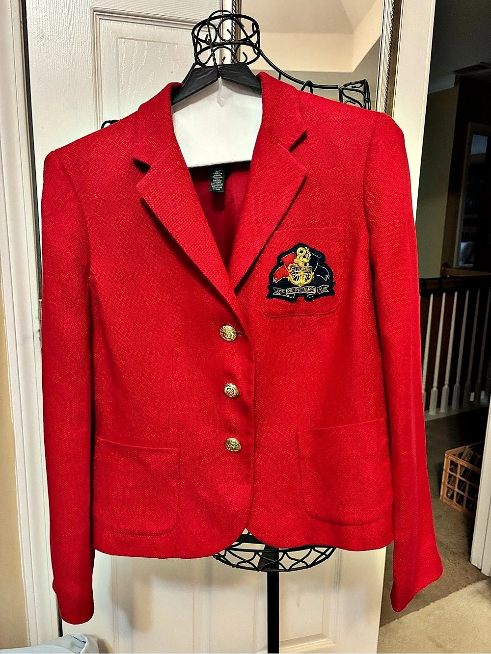 Ralph Lauren Red Linen Blend Blazer Size 12P